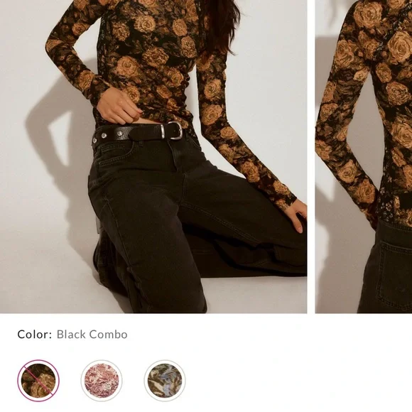 FP Movement by Free People Black and Gold Floral Blouse - Picture 4 of 9